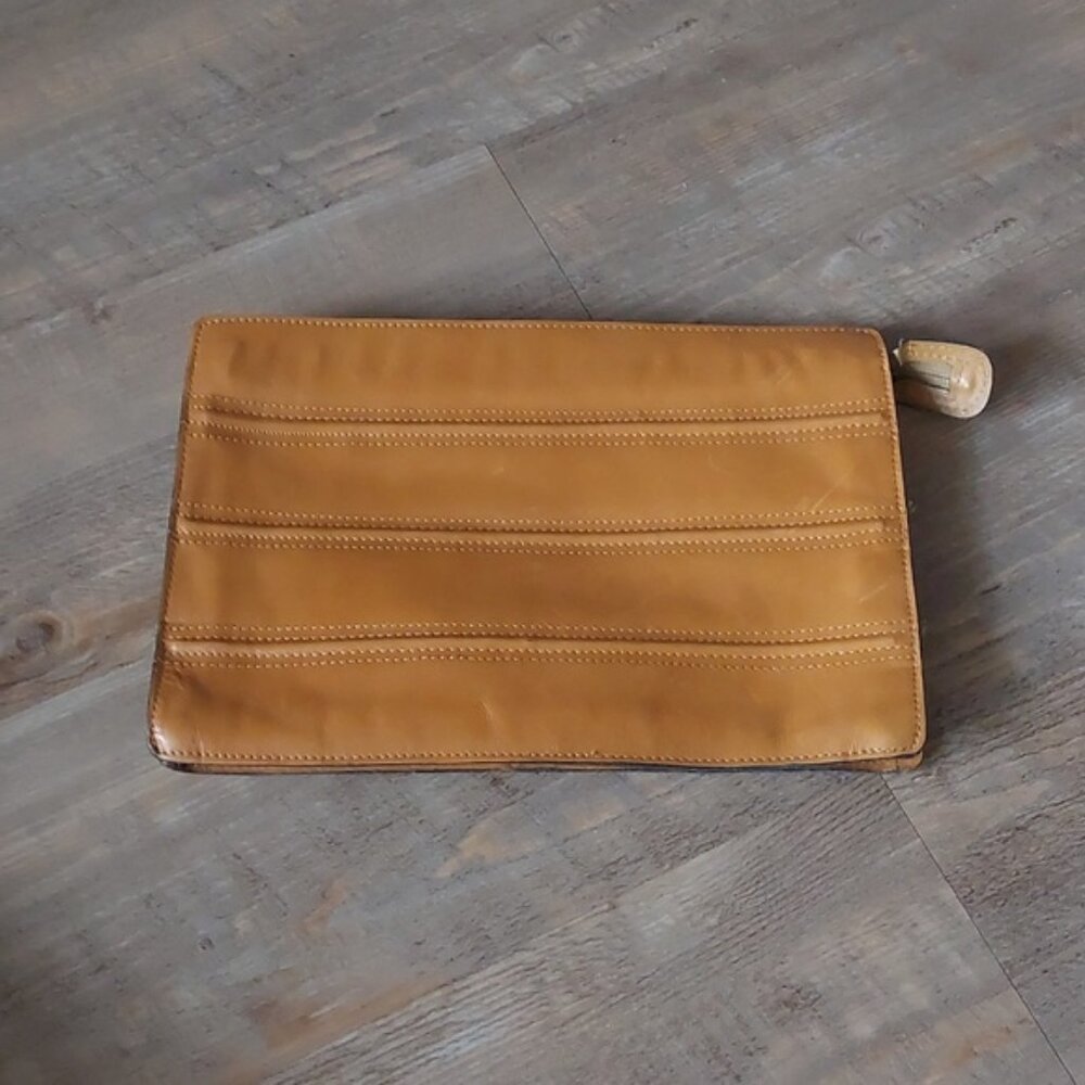 Faux leather clutch